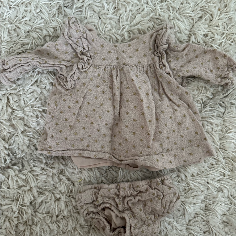 Zara baby mauve star dress top and bottom